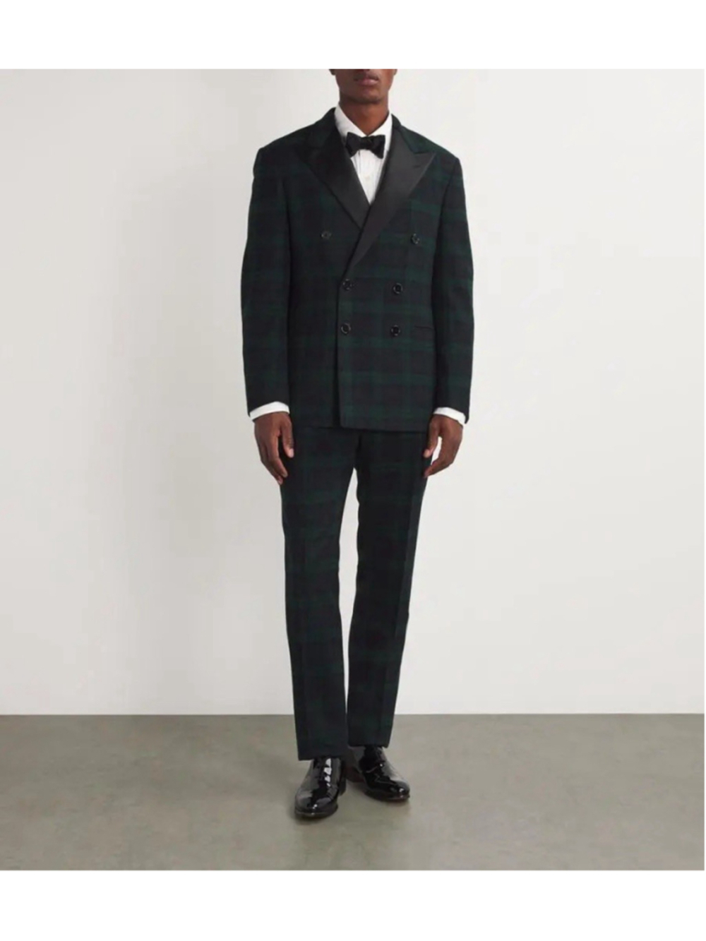 Polo Ralph Lauren 38R Tailored Plaid Herringbone Tuxedo Blazer Suit Moon Wool